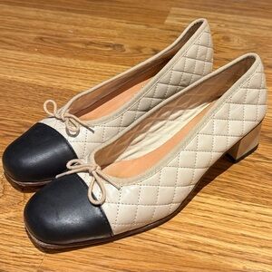 HIRICA Two Tone Quilted Leather Ballet Flats Made In France Women’s Size 7.5